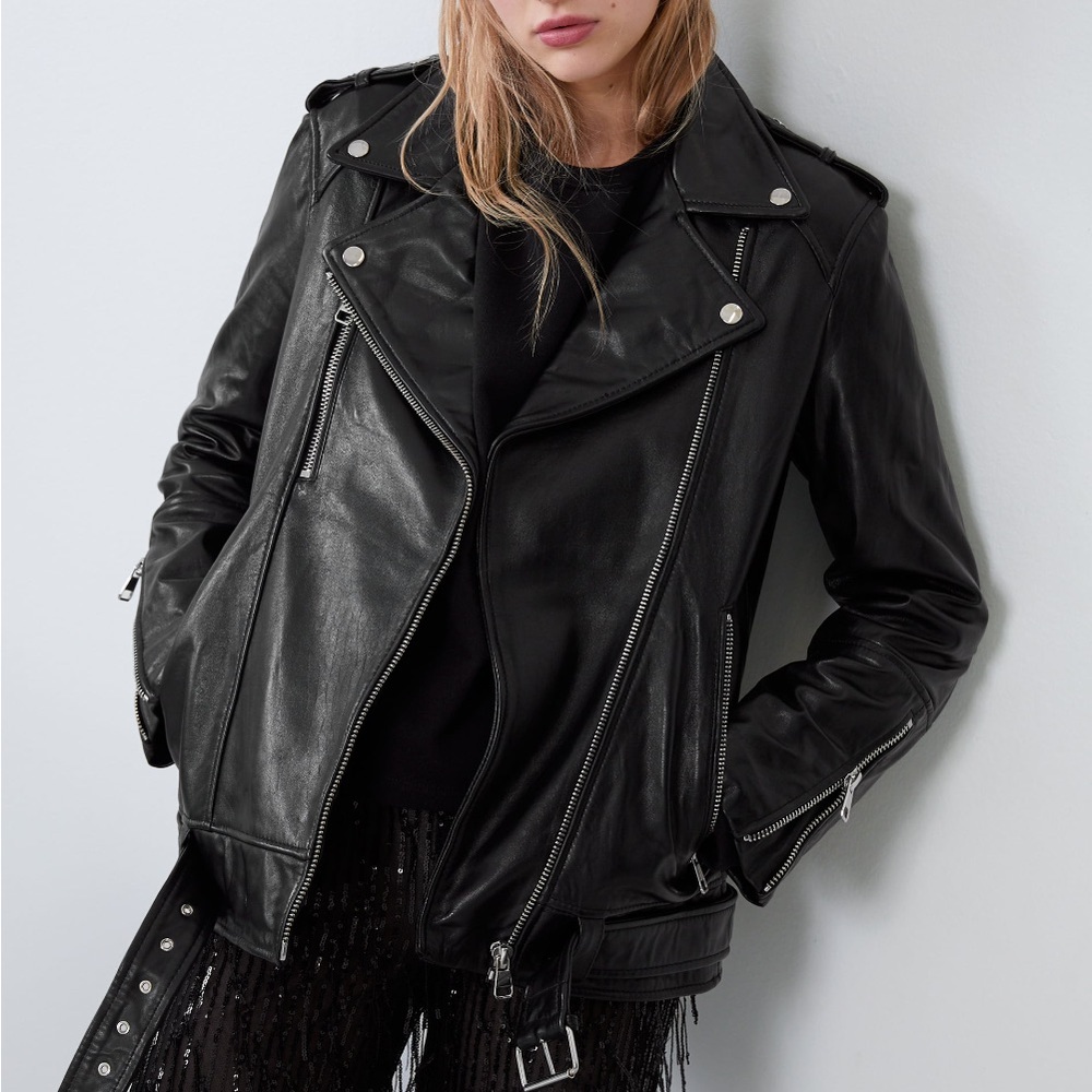 Zara Basic Oversized Leather Jacket - image 2